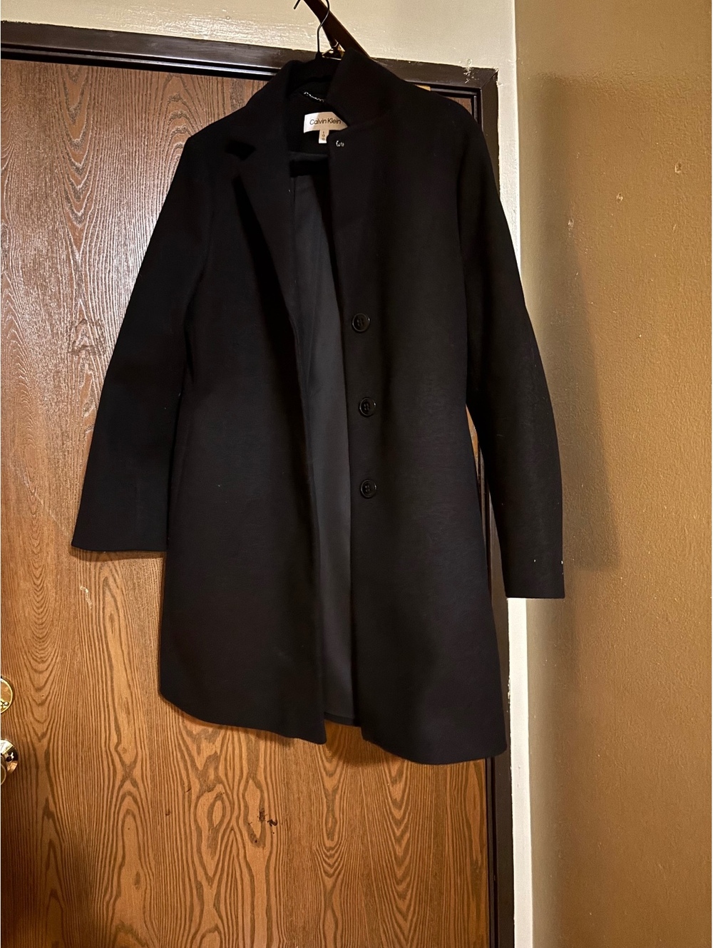 Calvin Klein Black Pea Coat- Size Large